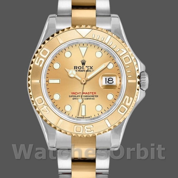 Unisex's Rolex Yacht-Master 35mm Unisex-168623-Steel & Yellow Gold-Champagne Dial Champagne