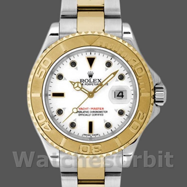 Unisex's Rolex Yacht-Master 35mm Unisex-168623-Steel & Yellow Gold-White Dial White