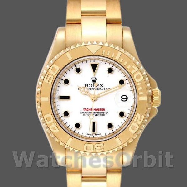 Unisex's Rolex Yacht-Master 35mm Unisex-168628-White Dial-Yellow Gold White