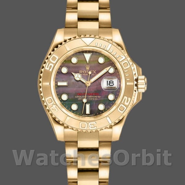 Women's Rolex Yacht-Master 29mm Women's-169628-Yellow Gold-Black MOP Dial MOP