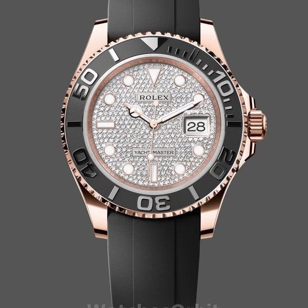 Men's Rolex Yacht‑Master II-126655, 40mm, Rose Gold, Diamond Pave Dial, Men’s Diamond Pave