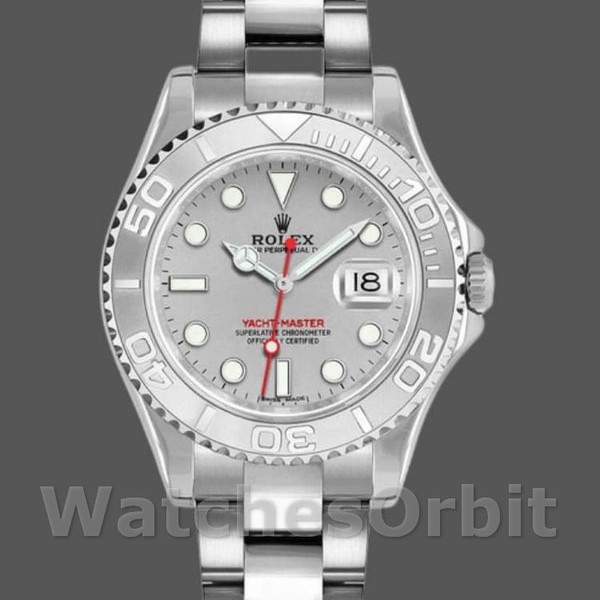 Unisex's Rolex Yachtmaster 35mm Unisex-168622-Platinum-Stainless Steel-Silver Dial Silver